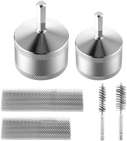1/2"&3/4" Copper Pipe Cleaner for Drill with 1/4" Hex Shank & Brush Blades & Metal Pipe Cleaning Brush, Tube Thread Cleaner, Plumbing Tools for Plumber Removing Rust, HVAC Stain Removal(2 Piece) by Dreyoo