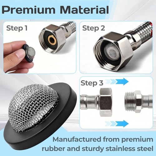 20 Pack Garden Hose Screen Filters, Rubber Washer with Stainless Steel Mesh, Fits 3/4" Garden Hose and 5/8" Washing Machine Connector, Prevents Clogs and Leaks - Image 4
