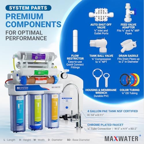 Max Water 12-Stage Premium 50 GPD RODI (Reverse Osmosis Deionization) System with UV, pH Alkaline, Multi-Mineral Infrared – Dual Outlet Under-Sink Water Filter for Drinking & Aquarium System - Image 3