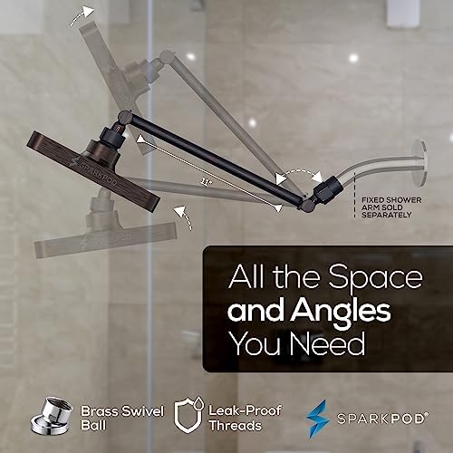 SparkPod Square Rain Shower Head with Extension Arm - Height Adjustable Shower Head with High Pressure Performance - Easy 1-Minute Installation (6" Square, Vintage Oil-Rubbed Bronze) - Image 5