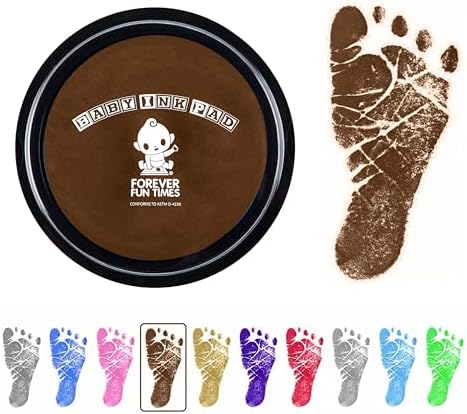Baby Hand and Footprint Kit by Forever Fun Times | Get Hundreds of Detailed Prints with One Baby Safe Ink Pad | Easy to Clean, and Works with Any Paper or Card | Clean and Safe (Big Brown) by ForeverFunTimes