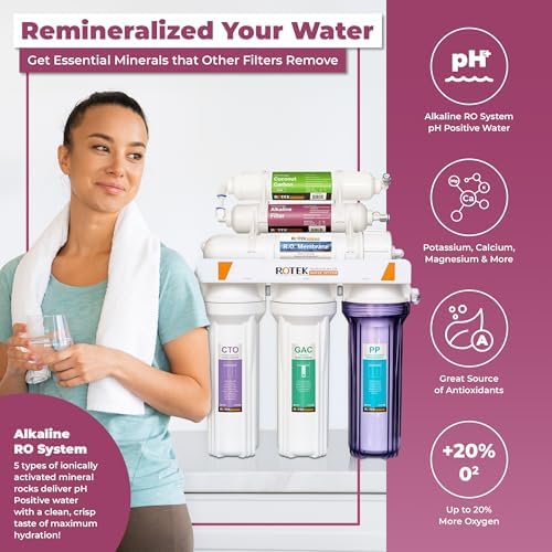Rotek Water Systems Reverse Osmosis Water Filtration System, Under Sink 6-Stage ALK pH+ Remineralization RO Water Filter System, No Pump, Contains Leak Stop Valve, 100 GPD, Alkaline RO System - Image 2
