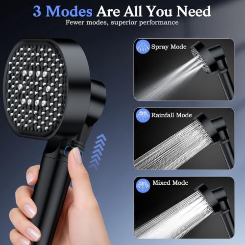 Filtered Shower Head with Handheld, High Pressure 4 Mode Black Shower Heads - Image 6
