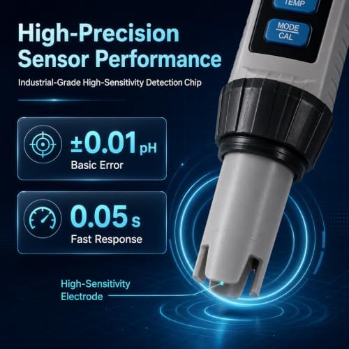 Salt Tester for Saltwater Pool, 8 in 1 Multi-Parameter Water Analysis,pH Tester、TDS、EC、Salinity、ORP、SG、CL、Temp、EC Meter for Pool Hot Tub Swimming Aquarium,Professional Water Tester for Drinking Water - Image 5