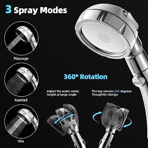 Marbrasse High Pressure Shower Head, Angle-Adjustable Water Saving Body Sprays… (Chrome, 2Pack) - Image 2