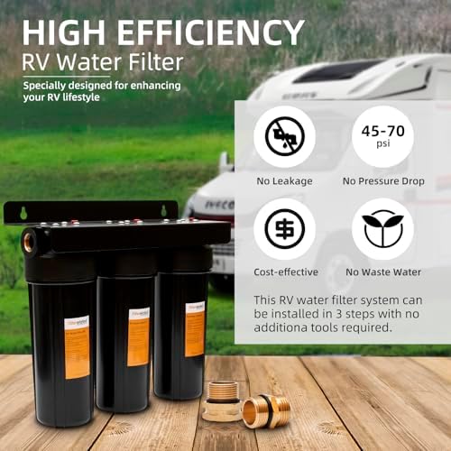 RV Water Filter System,Leak-Free Brass Fittings, Three Filters Included Reduces Sediment,rv Water Filter,Chlorine,Bad Taste and Odors,Suitable for RVs,Boats,Farming & Gardening - Image 7