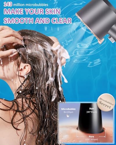 High Pressure KDF55 Filtered Shower Head with Handheld, 3 Spray Mode Shower Heads with Filters for Hard Water, Microbubble Showerhead Set with Hose, Bracket, Mineral Beads for Skin Hair Care - Image 4