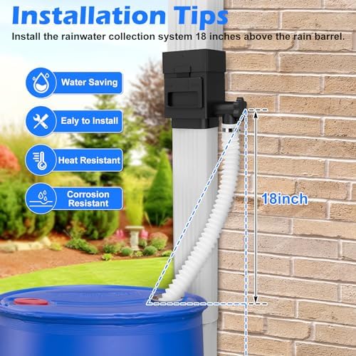 Rain Barrel Diverter Kit Fits 2''x3'' or 3''x4'' Downspouts Black - Image 5