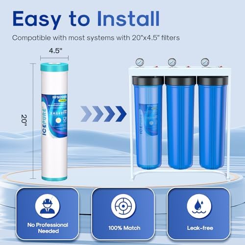 ICEPURE 5 Micron 20" x 4.5" RFN20BB Whole House Iron & Manganese Reduce Water Filter Replacement for FM25B, RFFE20-BB, CFRFFE-20BB, 1 Pack - Image 5