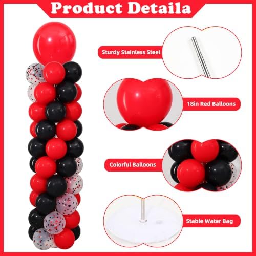 Red and Black Balloon Column Stand Kit Set of 2 for Floor - Image 4