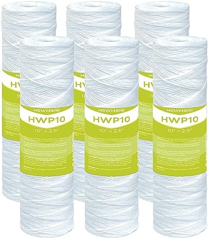5 Micron Whole House Water Filter Cartridge, 10" x 2.5", 6-Pack by MewMore