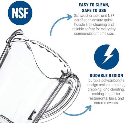 Carlisle FoodService Products Versapour Clear Pitcher Tall Pitcher for Kitchens, Restaurants, and Catering, Plastic, 60 Ounces, Clear - Image 3