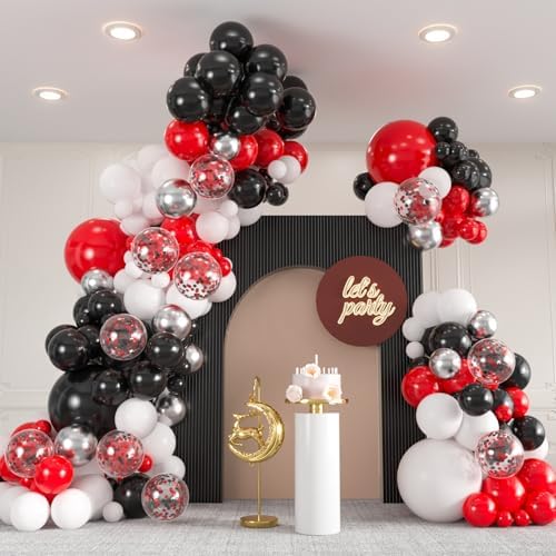 136pcs Red and Black Balloons Arch kit, 18 12 10 5 Inch Balloons by ZizasAry