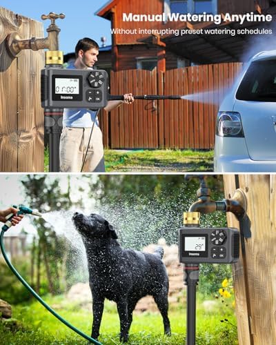 Sprinkler Timer with Brass Inlet and Outlet, Programmable Water Timer for Outdoor Garden Hose, Hose Timers with Rain Delay/Manual/Auto Mode, Drip Irrigation and Lawn Watering System, 1 Outlet - Image 4