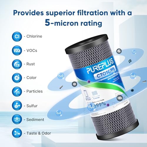 PUREPLUS 5 Micron 10"x4.5" Whole House Carbon Water Filter, CTO10BB, 1 Pack - Image 3