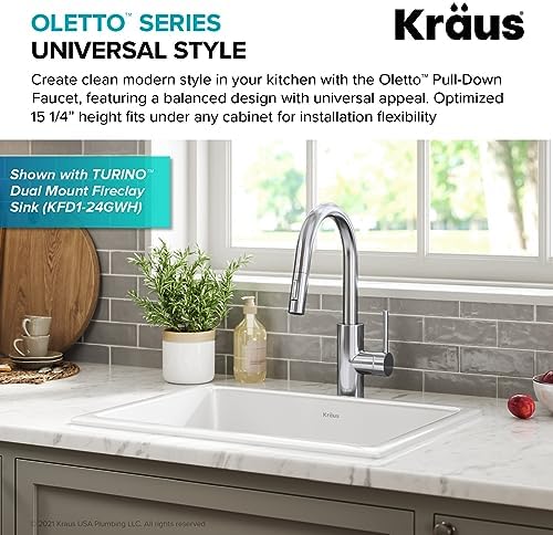 KRAUS Chrome 15 in Single Handle Pull Down Kitchen Faucet KPF-2620CH - Image 4