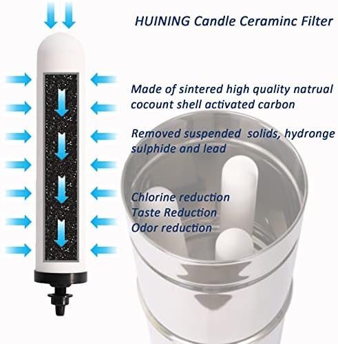 HUINING 4PCS 10-inch Replacement Ceramic Filter Candle with Activated Carbon for Countertop Gravity Water Filter Systems - Image 3