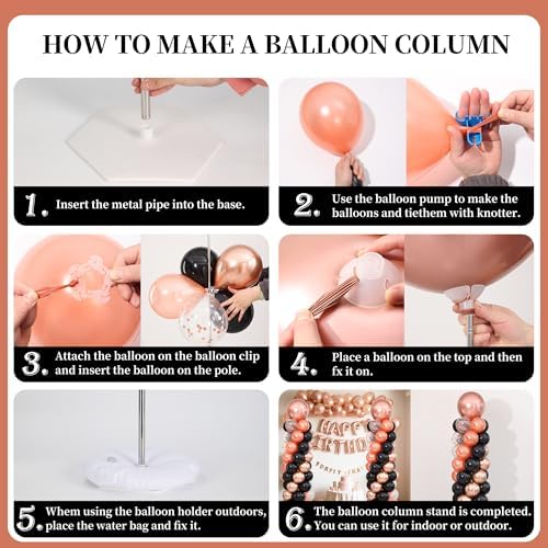 Rose Gold and Black Balloon Column Stand Kit Set of 2 for Floor - Image 6