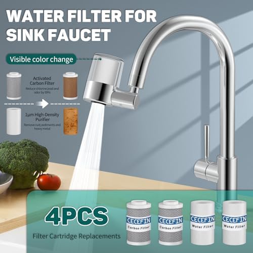 CECEFIN 720 Swivel Sink Faucet Water Filter NSF/ANSI/CAN 372, 22pcs Adapter - Image 3