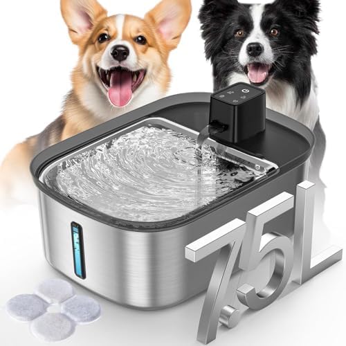 Chumajor 7.5l Wireless Dog Water Fountain Stainless Steel with 1 Pc Filter by Chumajor