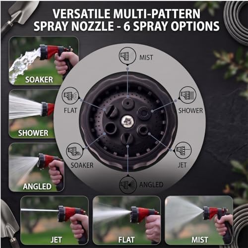 GREEN MOUNT Water Hose Nozzle Spray Nozzle, Metal Garden Hose Nozzle with Adjustable Spray Patterns, Perfect for Watering Plants, Washing Cars and Showering Dogs & Pets - Image 4
