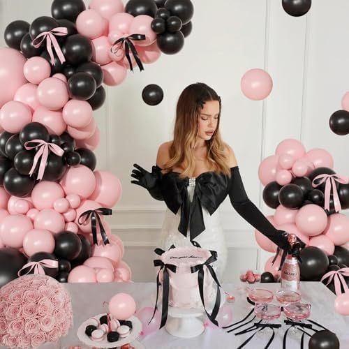 141Pcs Pink and Black Balloon Arch Kit, Birthday Decorations - Image 3