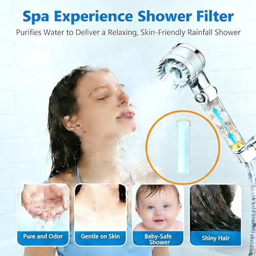 Shower Head Filter Replacement, 3 Pack 18-Stage Filtration Shower Filters for Hard Water, Remove Chlorine & Heavy Metals, Compatible with Most Handheld Showerheads, Reduces Dry Skin & Hair - Image 2