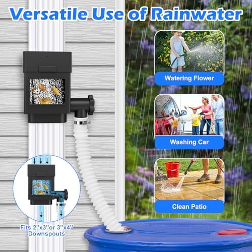 Rain Barrel Diverter Kit Fits 2''x3'' or 3''x4'' Downspouts Black - Image 4