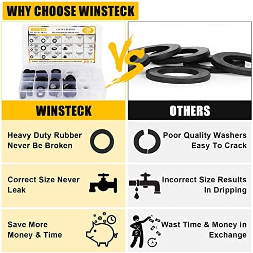 155 PCS Rubber & Silicone Hose Washers Kit, 20 Sizes with Screen Filter - Image 3