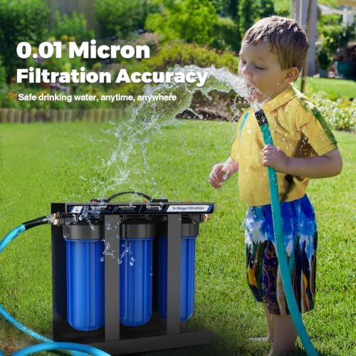RV Water Filter System,5-Stage Water Filtration for Rvs and Campers, 0.01 Micron Filters Out Sediments, Chlorine, Vocs, Heavy Metals, Odors for Travel Trailers, Boats, 1" Inlet/Outlet - Image 2