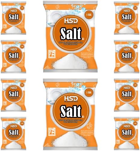 1kg Dishwasher Salt, Powerful Cleaning Dishwasher Salt, softener salt, Best For Laundry Kitchen Dish Washing, Compatible to All Water Softner Machine, Premium Food Grade 100% Genuine British Salt (10) by Unknown