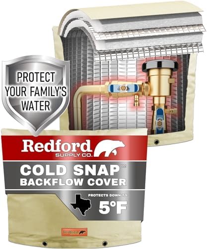Redford Supply Co. Cold Snap (5°F) Backflow Preventer Insulation Cover, 30"W x 24"H, Pipe Insulation, Water Sprinkler Covers for Outside, Sprinkler Backflow Cover for Winter, Well Pump Bag (Beige) by RedfordSupplyCo