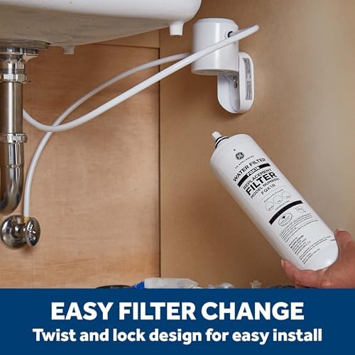 GE Single Stage Under Sink Water Filtration System, Reduces 95+ Impurities Including Lead, Chlorine, Arsenic, & PFOA/PFOS, Easy Installation with Included Kit, Twist & Lock Design, GXK140TNN - Image 4
