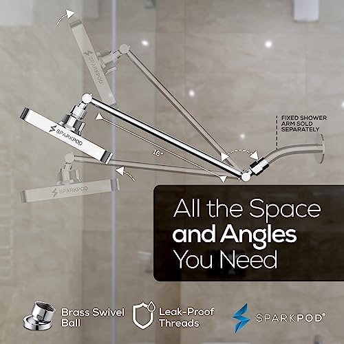 SparkPod Square Rain Shower Head with Extension Arm - Height Adjustable Shower Head with High Pressure Performance - Easy 1-Minute Installation (6" Square, Luxury Polished Chrome) - Image 5