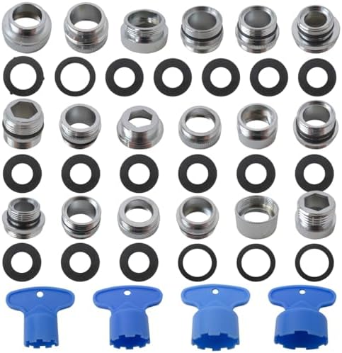 Upgraded 18 Pieces Faucet Adapter Kit, Kitchen Sink Aerator Adapters with 4Pcs Removal Wrench Tools, Male Female Connectors for Faucet with Removable Aerators to Water Filter, Garden Hose, RV by VAIRMUDO