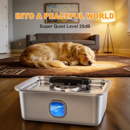 15L Dog Water Fountain Stainless Steel Automatic Dispenser with Filter - Image 4