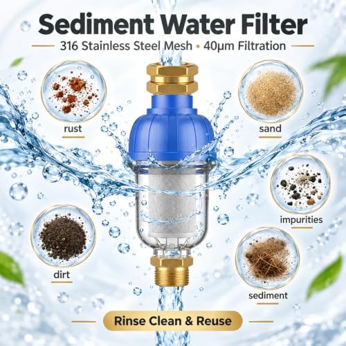 Washing Machine Water Filter 2 Pack, 40 Micron Reusable Sediment Filter - Image 2