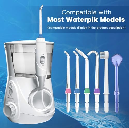 Replacement Tips for Waterpik, Water Flosser Replacement Heads Parts for Waterpik Oral Irrigator (Aquaflosser 6 Tips Tongue Combo & Storage Case Bundle) - Image 3