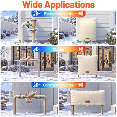 Backflow Preventer Insulation Cover 24" x 24" Pipe Covers for Outside Khaki - Image 7