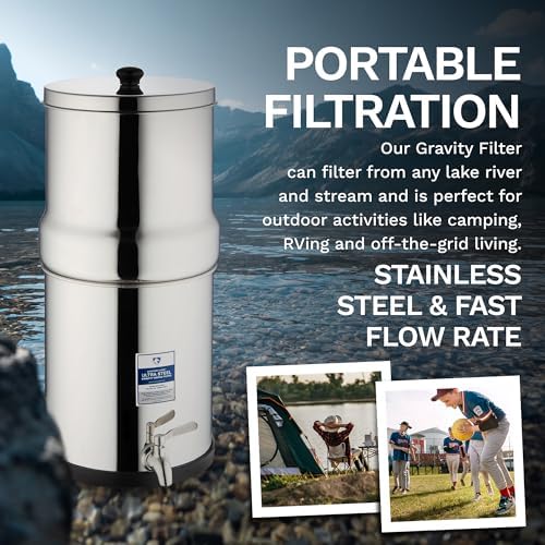 Survivor Filter Ultra Gravity Water Filter System - Stainless Steel Countertop Gravity Fed Water Filter, 2.25 Gallon, for Home and Outdoors - Removes Bacteria, Viruses, and Parasites - Image 3