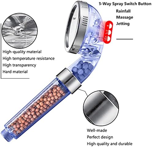 NOSAME Shower Head, Filter Filtration High Pressure Water Saving 3 Mode Function Spray Handheld Showerheads for Dry Skin & Hair - Image 5