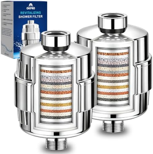 OKPRO Shower Filter for Hard Water 20-Stage Chlorine Reduction Filter 2pcs by OKPRO