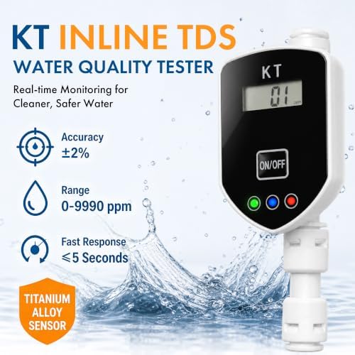 Inline TDS Water Quality Monitor,1/4"Quick Connect for Aquarium&RO (black) - Image 2