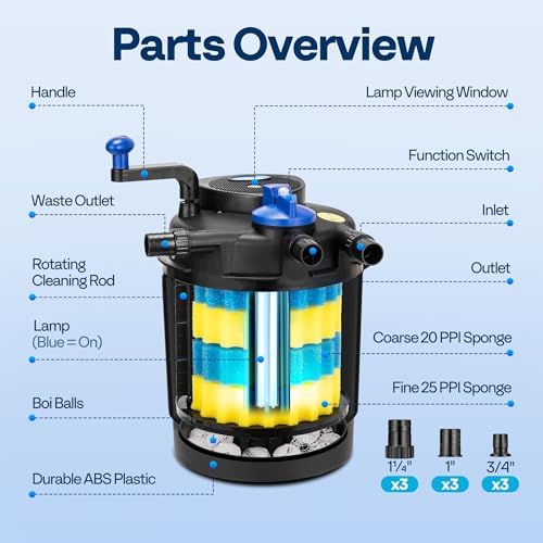 VIVOHOME 1840GPH Bio Pressure Pond Filter with 13W Light for Various Ponds - Image 6