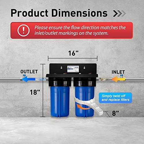 iSpring WGB21B 2-Stage Whole House Water Filtration System & WSP-100 Reusable Whole House Spin Down Sediment Water Filter, 100 Micron Flushable Prefilter Filtration - Image 4