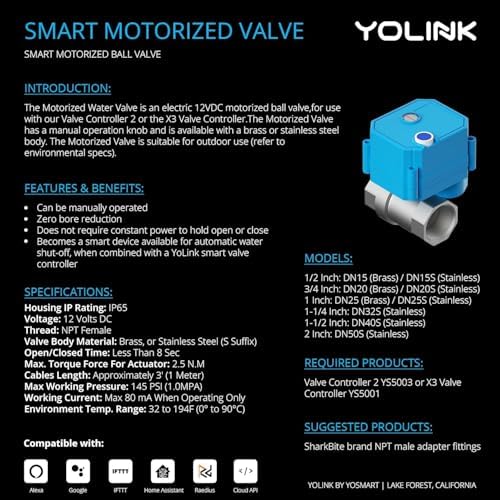 YoLink Wireless Smart Valve Control Kit, NSF Certified 1" Stainless Steel Motorized Valve - Image 5