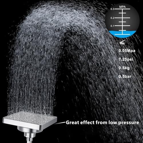 High Pressure Rain Shower Head with Filtered - 6" Square Showerhead Filter for Remove Chlorine and Harmful Substances, Improve Hair and Skin Problems, Chrome - Image 2