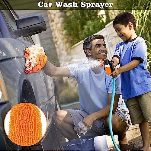 Upgrade Dog Washing Hose Attachment with Soap Dispenser, Dog Bath Hose Attachment with Pet Bath Brush Car Wash Mitt and Dog Comb for Watering Plants, Lawn, Showering Pet(Orange) - Image 4