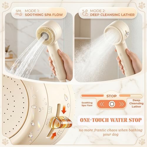 Dog Shower Attachment for Bathtub Faucet - Leak-Proof Pet Washing Hose Attachment with Sprayer, 6.5FT Portable Shower Hose, Dog Bath Hose for Dog Grooming Cat Bathing - Image 4