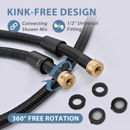 69 Inches 304 Stainless Steel Black Shower Hose Replacement - Image 2